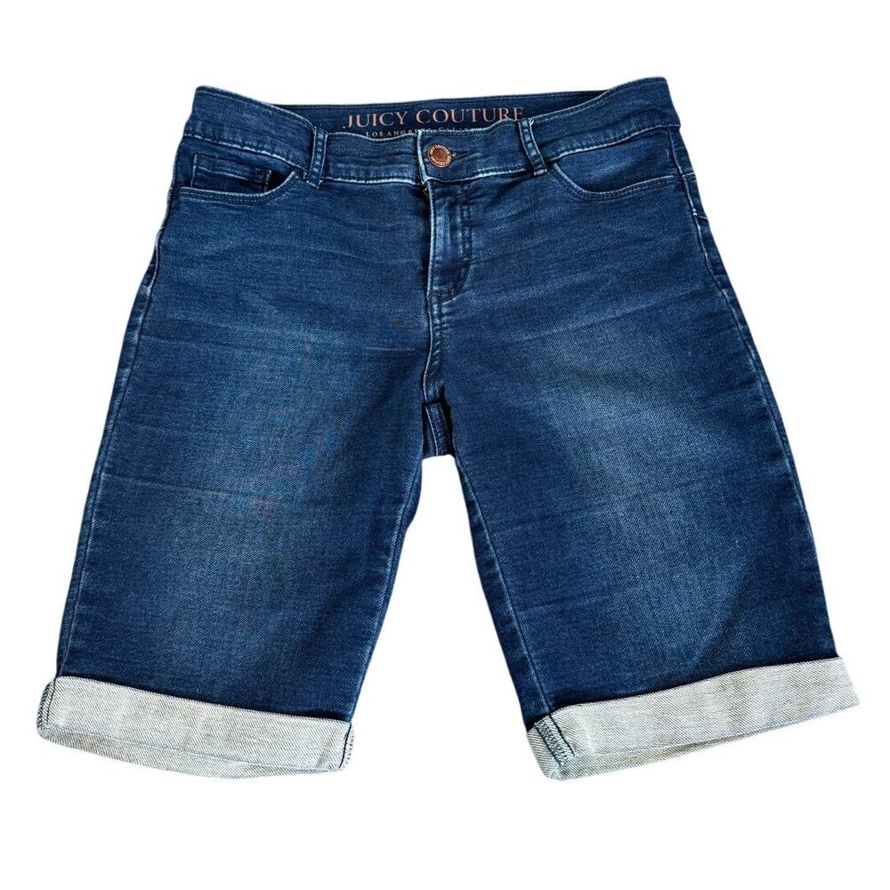 Juicy Couture Denim Shorts Medium Wash Cuffed Hem Stretch